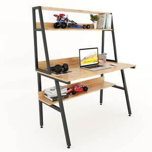FD68044 Rubberwood Minimalist <b>Study</b> <b>Desk</b> with Bookshelf 120x60x145(cm) for Home Office or Bedroom Laptop Table PC <b>Desk</b> - Product Image 1