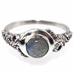 Winsome – bague ronde en pierre de lune arc-en-ciel, en argent Sterling 925, bijoux en argent Sterling, vente en gros - Product Image 2
