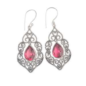 Boucles d'oreilles en argent sterling plaqué or avec pierre précieuse tourmaline rose, bijoux statement en argent sterling 925, cadeau de fête - Product Image 6