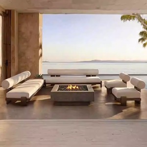 Nordic Solid Wood <b>Outdoor</b> Dining Table And Chairs Set Luxury Modular Villa Courtyard Sectional <b>Sofa</b> Waterproof Cushion Garden - Product Image 1