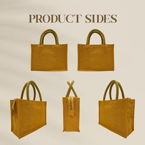 Exclusivo personalizado Premium yute bolsos cinta mango duradero elegante ecológico cremallera bolsas de compras logotipo listo para OEM - Product Image 4