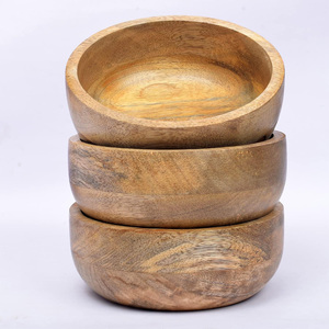 Durable Natural Wooden <b>Bowl</b> Set <b>Mango</b> <b>Wood</b> Round <b>Bowl</b> for Salad <b>Bowl</b> Kitchen Tabletop Perfect for Nuts Candy Appetizer Snacks - Product Image 1