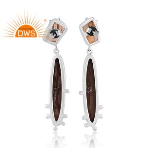 ต่างหูเงินแท้ชุบออกซิไดซ์ประดับพลอยซิทรินธรรมชาติและพลอยโนเรนาแจสเปอร์ ผลิตโดยผู้ผลิตเครื่องประดับตามสั่ง - Product Image 4