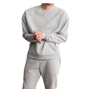 Customized Men's Warm Teddy Fleece Crew <b>Neck</b> Pullover Sweatshirts 100% Cotton Solid Pattern Winter Printed - Product Image 2