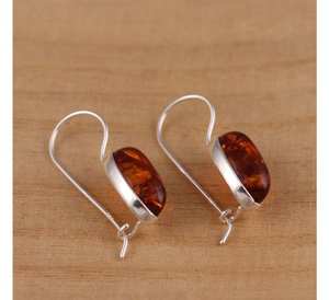 Hermosos pendientes en forma de marquesa de ámbar Báltico natural 925 plata esterlina ámbar genuino estampado estilo Vintage para bodas - Product Image 4