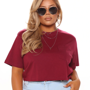 Venta al por mayor de alta calidad de algodón de las mujeres camiseta OEM fabricantes personalizado impreso Slim Crop Tops con cuello redondo para las señoras - Product Image 4