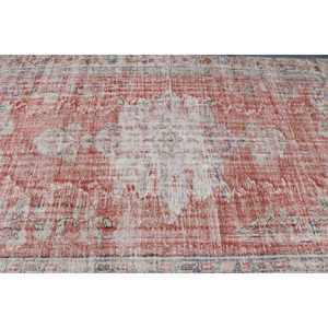 Tapis vintage, grand tapis de 5,9 x 8,8 pieds, tapis turc en laine rouge à motifs floraux - Product Image 5
