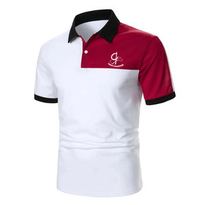 เสื้อยืดโปโลแขนสั้นสำหรับผู้ชายปกแบบสั่งทำลายทางผ้าฝ้าย100% แบบพับสายแข็ง - Product Image 1
