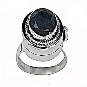 Bague en argent 925 avec saphir pour femmes, plaquée rhodium, bague statement avec topaze et pierre précieuse de coupe ovale pour cadeau - Product Image 2