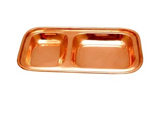 Offre spéciale Plateau de service contemporain en cuivre poli Plateau à dîner double de haute qualité pour la maison et les mariages - Product Image 1