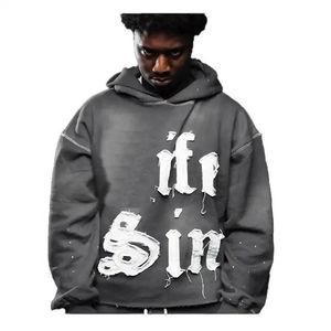 ชุดเซ็ตเสื้อฮู้ดซิปและกางเกงวอร์มทรงขาบานพิมพ์ลายพัฟฟ์สไตล์สตรีทแวร์ฤดูหนาว ลวดลายกรด ยูนิเซ็กซ์ พร้อมโลโก้สั่งทำพิเศษ 100% - Product Image 5