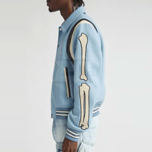 แจ็คเก็ตเบสบอลฤดูหนาวคุณภาพสูงสำหรับผู้ชาย คอตั้ง โลโก้ด้านหน้า ระบายอากาศได้ดี เป็นมิตรกับสิ่งแวดล้อม  สั่งซื้อขั้นต่ำน้อย - Product Image 4