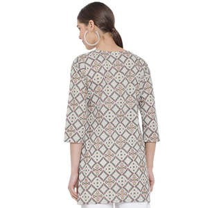 Short en coton à imprimé géométrique Kurti pour femmes Options multicolores disponibles - Product Image 1