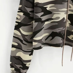 Sudadera con capucha de algodón y poliéster recortada personalizada 2025 para mujer, Top corto de camuflaje sólido con estampado Digital para invierno - Product Image 4