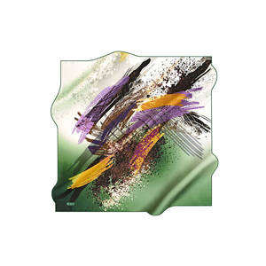 <b>Green</b> <b>Silk</b> Twill Square Scarf with Abstract Digital Print Pattern - Product Image 1
