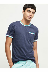 T-shirt ajusté fabriqué en coton bras serré blanc 100% coton hommes s sport décontracté contraste garniture t-shirts - Product Image 3