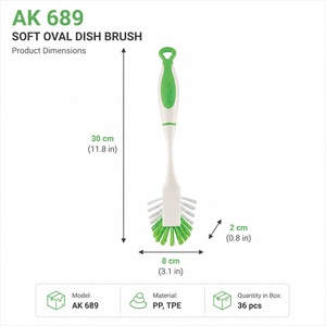 Soft Oval Dish <b>Brush</b> with Ergonomic Handle PP TPE Kitchen Cleaning <b>Brush</b> for Sink Plates Pans <b>Bottles</b> Home Use - Product Image 3