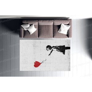 Alfombra Impresa: Alfombra Suave de Tela No Tejida con Diseño de Chica Genial Personalizada con Globo Rojo de Banksy, para Colgar en la Pared - Product Image 2