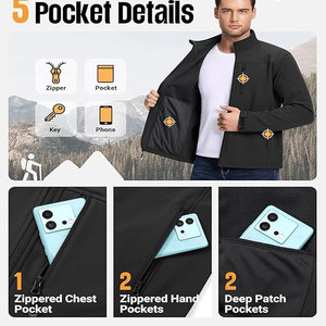 แจ็กเก็ตผ้าเดนิมสำหรับผู้ชาย, แจ็กเก็ตผ้าฟลีซระบายอากาศได้ดีมีซิประบายความร้อนสำหรับเดินเขาในฤดูหนาว - Product Image 3