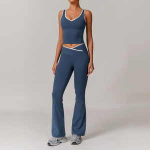 Ensemble de yoga en matériau solide durable avec motif à carreaux Gym Fitness Sportswear pour l'entraînement et la salle de sport - Product Image 2