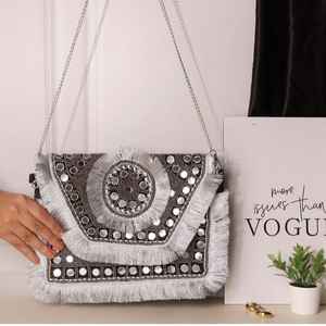 <b>Boho</b> Chic Embroidered Clutch Designer Style <b>Handbag</b> for Womens Travel College & Party Wear - Product Image 4