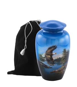 Urna de cremación pintada con estética de águila de Metal, urna de Metal asequible pintada a mano sólida para cenizas, urna de cremación para adultos, tamaño personalizado - Product Image 1