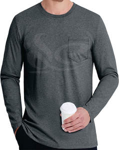 เสื้อยืดแขนยาวสำหรับผู้ชายเครื่องแต่งกายแนวสตรีทป้องกันการยับเสื้อคอกลมระบายอากาศได้ดีผ้าฝ้ายเฮฟวี่เวทเปล่ากำหนดโลโก้ได้ตามต้องการผ้าฝ้าย100% - Product Image 1