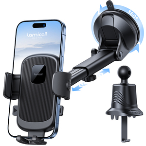 Support de téléphone de voiture 3-en-1 de qualité militaire Lamicall STCD07 360 °   Support de téléphone 4-en-1 rotatif avec crochet métallique et protection à 4 verrous - Product Image 1