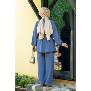 ชุด2ชิ้นของผู้หญิงชุดกิโมโนสีครามชุดฮิญาบ - Product Image 3