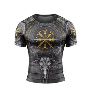 Rashguard personnalisé en spandex anti-UV pour hommes, protection solaire UPF 50+, manches courtes, pour Jiu Jitsu, BJJ, MMA, maillot de compression - Product Image 3