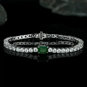 925 <b>Silver</b> 6.50 Ct Round Brilliant Cut Moissanite Luxury Unisex Tennis <b>Bracelet</b> - Product Image 1