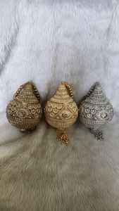 Designer Women's Crystal Clutch Kiss Lock Mechanism Lightweight 1-1.9L Capacity <b>Slim</b> Shoulder Chain Smooth Silk Interior - Product Image 2