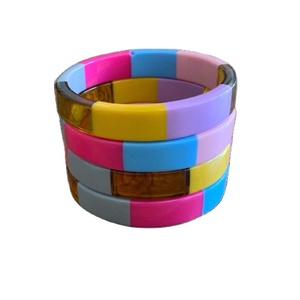 Cute Colorful Geometric Acrylic Resin <b>Bangle</b> Set Unisex Fashion Bracelets Stylish Fancy Patterned <b>Bangles</b> Jewelry <b>for</b> Women <b>Men</b> - Product Image 1