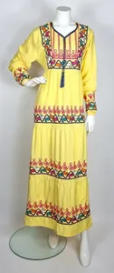 Vestido Maxi Boho de Algodón con Cuello en V para Mujer, Elegante, Bordado Floral, Largo hasta el Suelo, Cintura Natural - Product Image 2