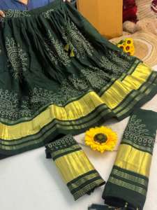 Nuevo Conjunto de Lehenga y Blusa de Seda Gajji Suave y Elegante con Mangas Largas y Acampanadas, Lehenga de Seda Gajji Pura - Product Image 6