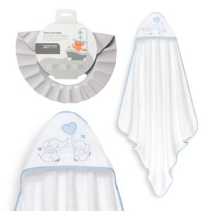 1X1 MT. Juego de Toallas de Baño Mod Parejita Elefante con Gorro Azul para Artículos de Baño para Bebés - Product Image 1