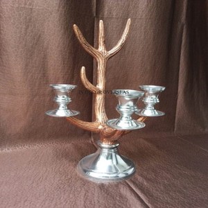 Finition couleur argent brillant poli meilleure qualité aluminium coulé bois de cerf Designer Table pièce maîtresse bougeoir éclairage Ware - Product Image 5