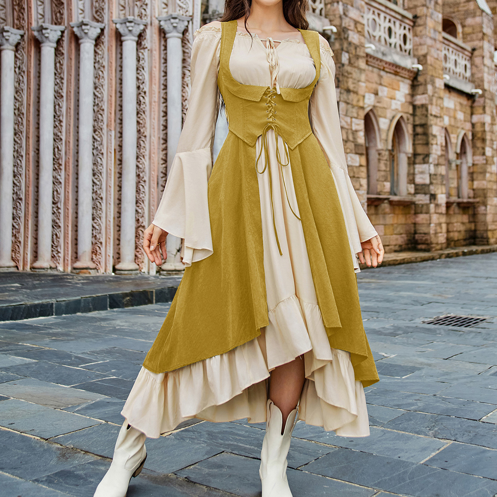 Women's Renaissance Lace-up Vest Dress - Sleeveless & Stylish