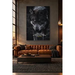 Impresión en lienzo de Fida Yellow-Eyed Wolf in the Dark and Circus Quote - Product Image 5