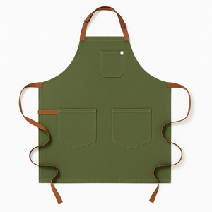 Orange Canvas Bib <b>Apron</b> with Three Pockets Reusable Durable Fashionable Machine Washable for Cooking Daily Use - Product Image 5
