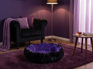 Amistar CozyNest Deluxe Round <b>Cat</b> Bed XL – Luxury Faux Fur with Deep Violet <b>Plush</b>, 102cm - Product Image 4