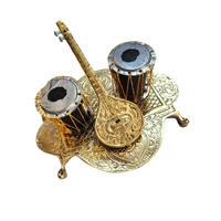 Dekorasi meja gitar Tabla kuningan, Set Tabla Dugi kuningan, Set Sitar dan Tabla untuk dekorasi rumah antik Musici India