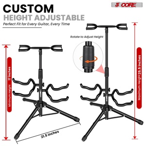 5 Core <b>Guitar</b> Stand Adjustable Double <b>Guitars</b> Stands Floor w Neck Holder for Acoustic Electric Bass - Product Image 2