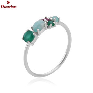 แหวนอัญมณีหลากสีสีสีเขียวง่ามทำด้วยมือสุดงดงามสำหรับ925เงินสเตอร์ลิง - Product Image 2