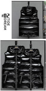 Top Fashion Unisex <b>Hip</b> Hop <b>Padded</b> Sleeveless Winter Letter Puffer Vests OEM Solid 100% Polyester Bubble Zipper Pockets Mock Neck - Product Image 4