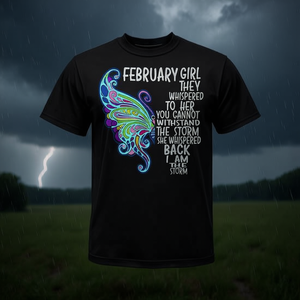 Camiseta unisex con estampado de mariposa de la tormenta de February Girl, talla para adultos - Product Image 3