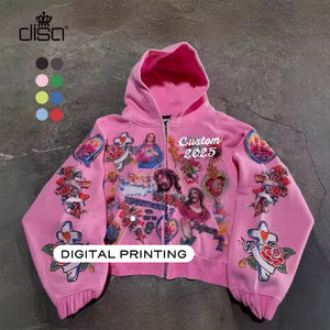 Premium Maßgeschneiderte DTG <span class=keywords><strong>Raglan</strong></span> Polyester-Baumwoll Oversized Boxy Fit Crop 450gsm 400gsm 500gsm Herren Schwergewicht Reißverschluss-Kapuzenpullover - Product Image 2