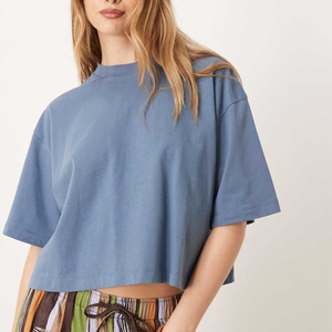 2025เสื้อครอปไซส์ใหญ่ทรงหลวมแขนสั้นผ้าฝ้ายดีไซน์ใหม่ - Product Image 1