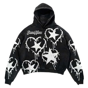 Sweat à capuche de style streetwear de qualité supérieure avec logo personnalisé pour hommes, sweat à capuche ample décontracté à imprimé délavé à l'acide en vente - Product Image 2