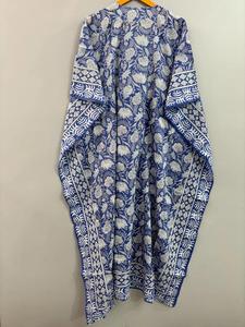 เสื้อแม็กซี่คาฟตันสำหรับผู้หญิงชุดเดรสผ้าฝ้ายใส่สบายพิมพ์ลายด้วยมือสวมใส่ได้ในช่วงฤดูร้อน - Product Image 4